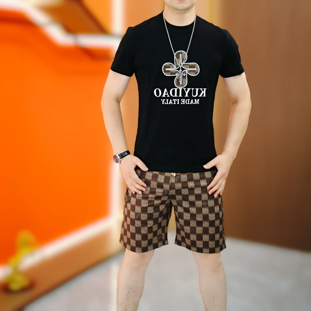 【阿凯严选】欧洲站夏季新款男士潮流时尚帅气圆领短裤短袖休闲套装