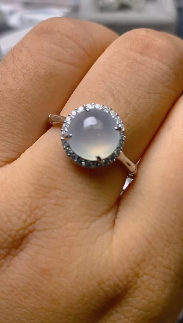 银S925镶嵌戒指翡翠百内无证书