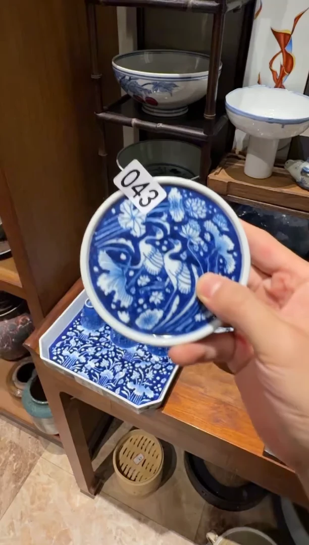瓷片43 微瑕手绘青花杯垫1个
