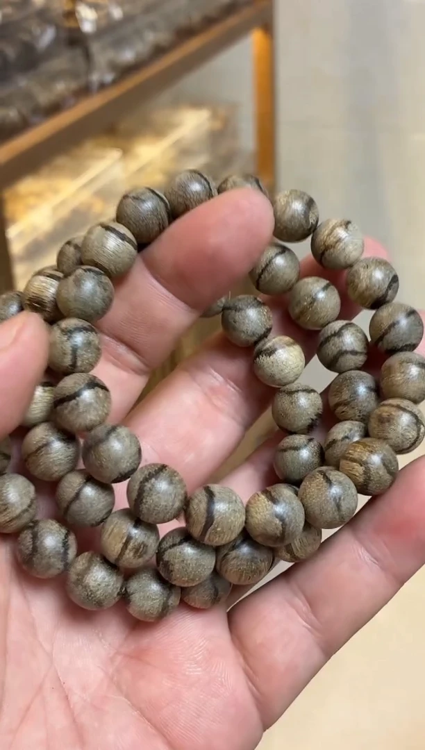 沉香手串 达拉干圆珠单圈虎皮纹1.1+多样性发其一