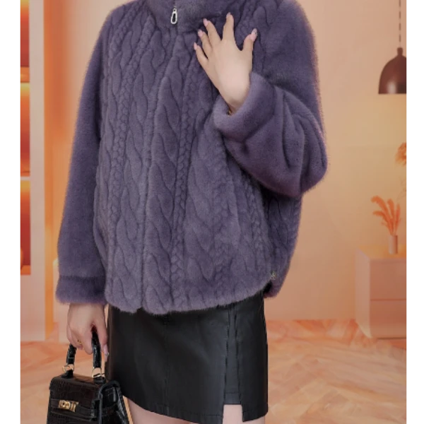 2025新款紫色宽松气质女装时尚加厚外套