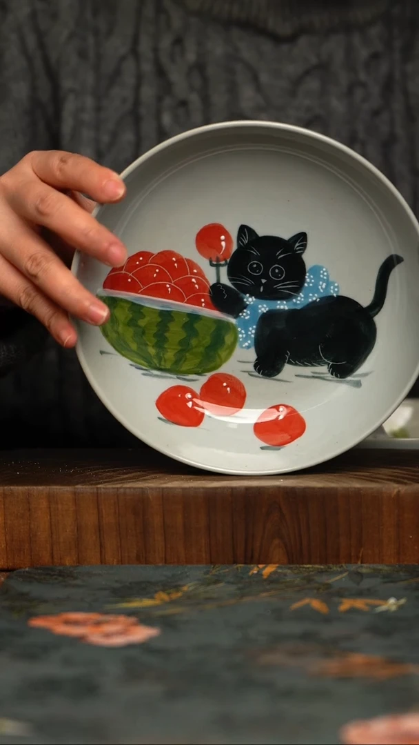 瓷片釉下彩手工手绘同款