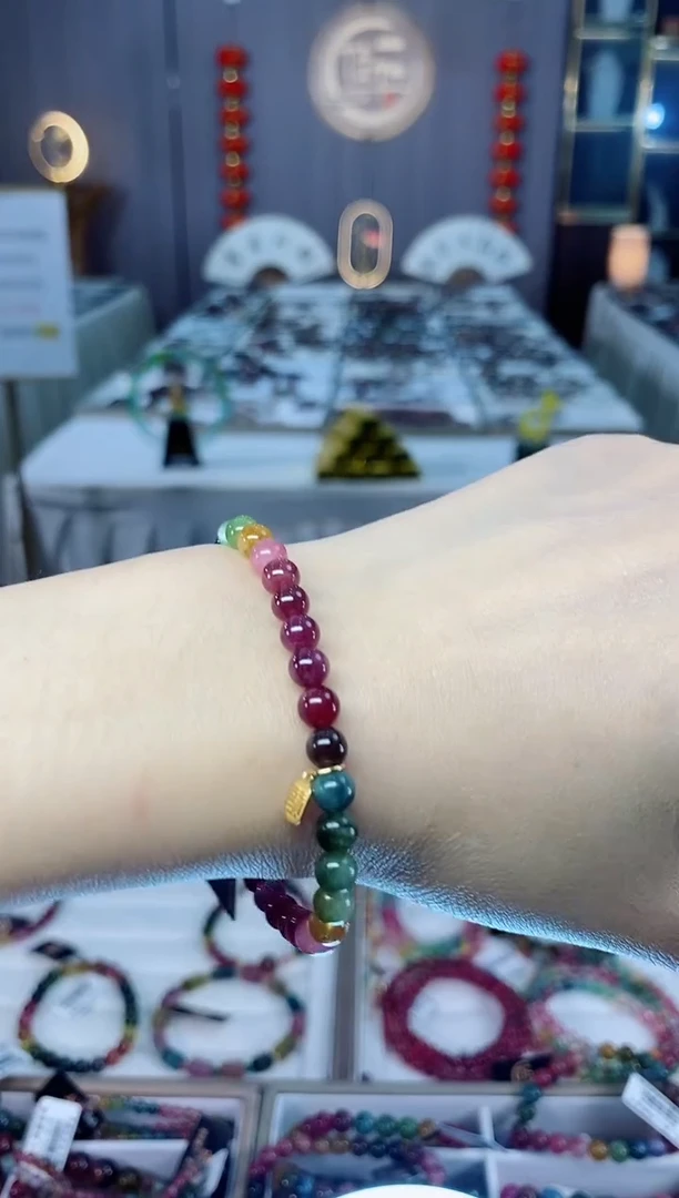 未镶嵌老矿碧玺单圈手串5mm+碧玺dan多样性发货一条