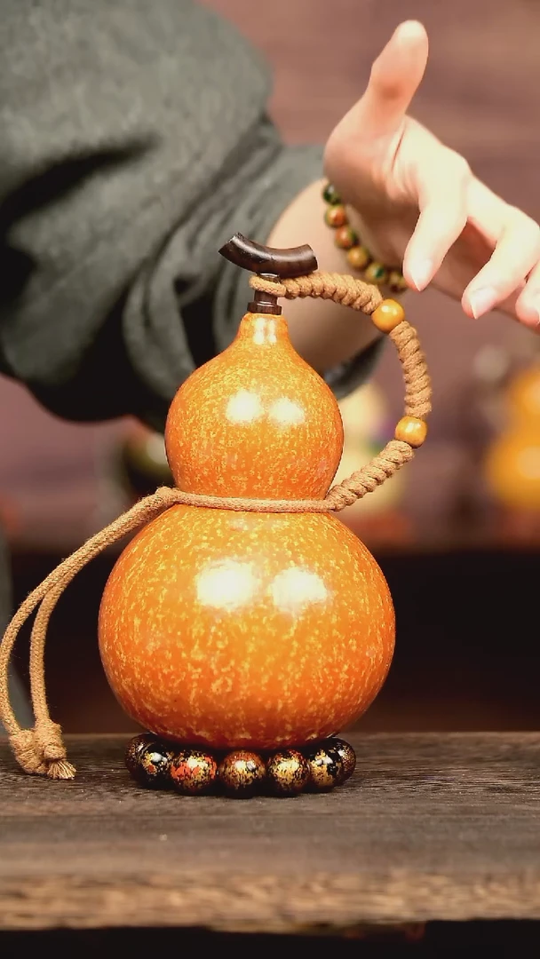 598号中药煮色 600 ml左右 大漆葫芦水壶/酒壶 一物一拍