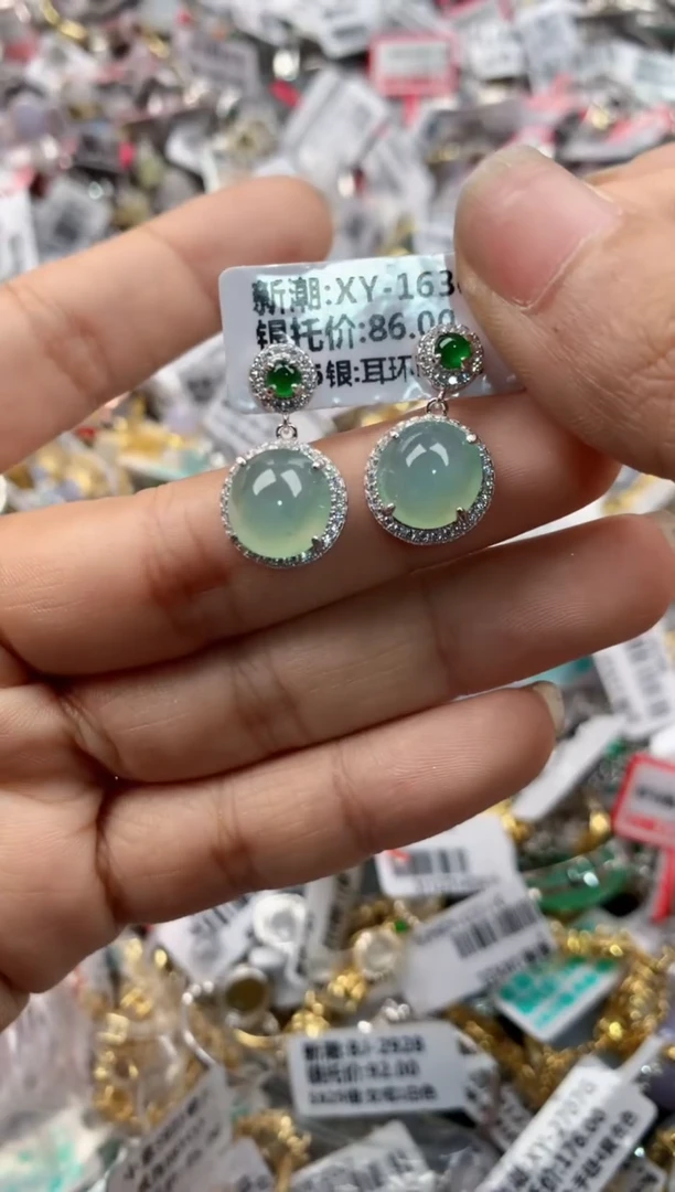 银S925镶嵌戒指翡翠444----5