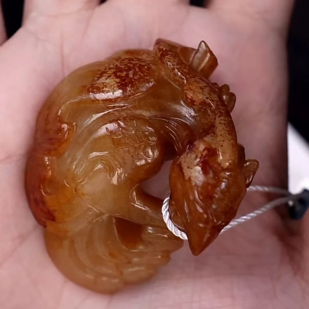 明代和田玉黄玉神鸟把件