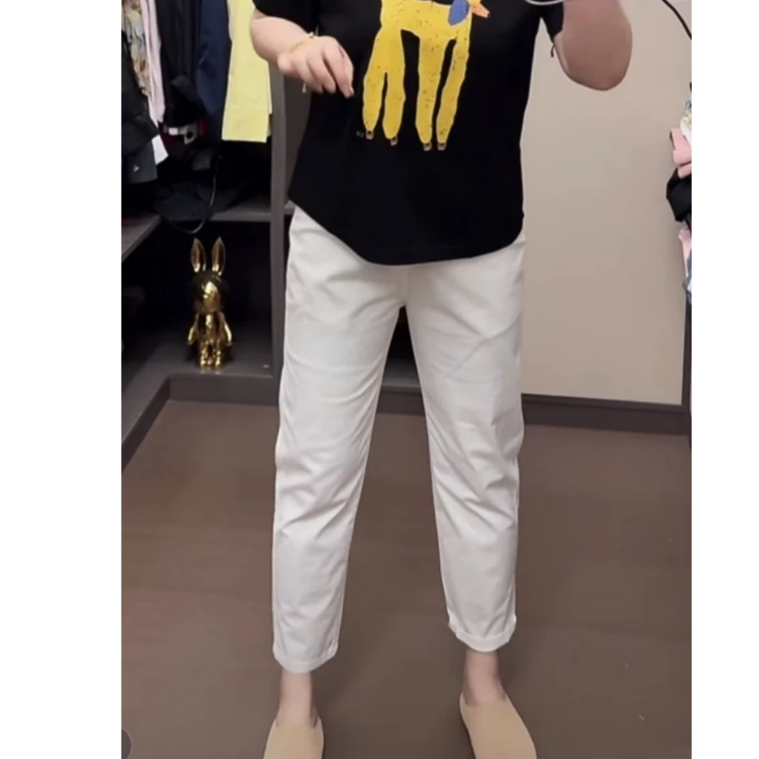 胖丫专属-25023欧货显瘦高腰小休闲裤直筒宽松夏薄款九分烟管裤