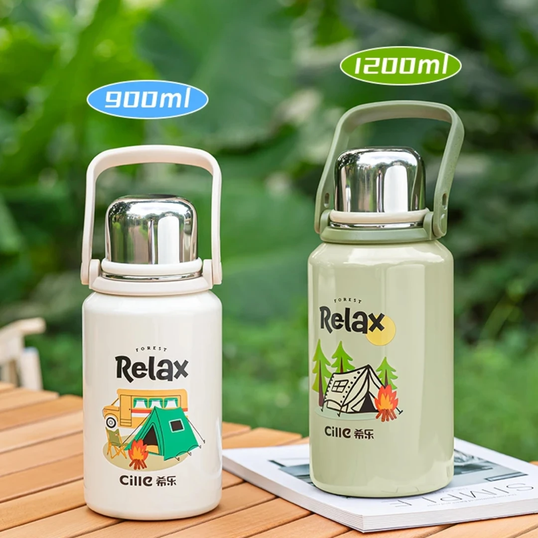 希乐大容量保温杯新款男女生户外出行便携保冷水杯陶瓷泡茶水壶