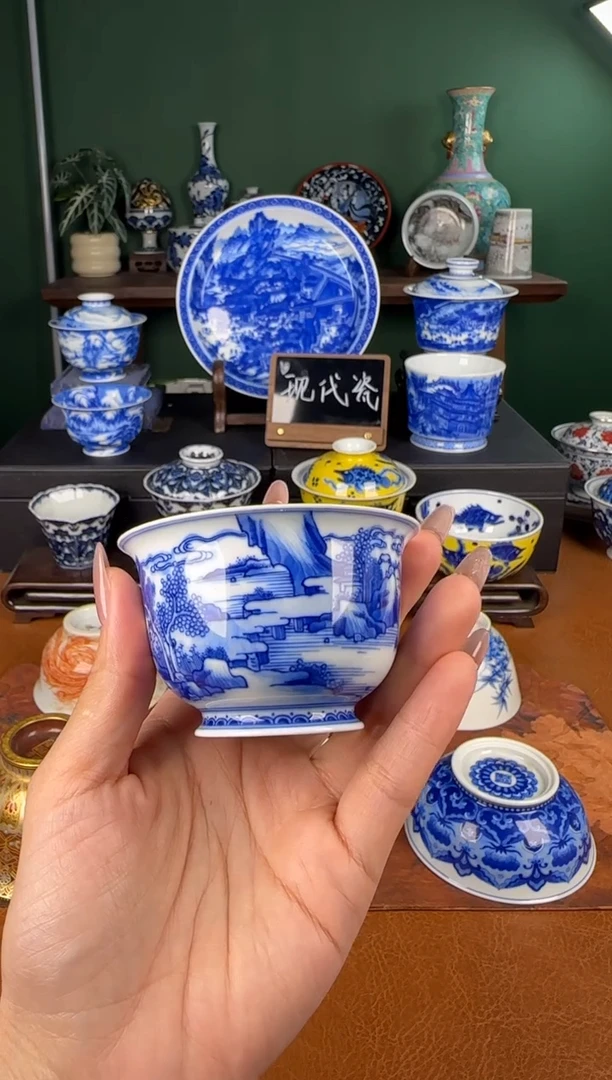 杯景雨工坊。康熙山水金钟杯