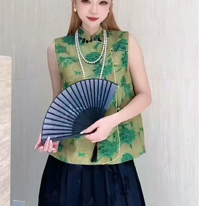 新中式国风马甲外套女2025秋高级感刺绣提花设计感叠穿背心上衣女