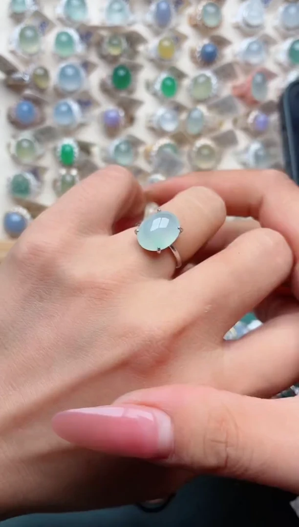 银S925镶嵌戒指翡翠.