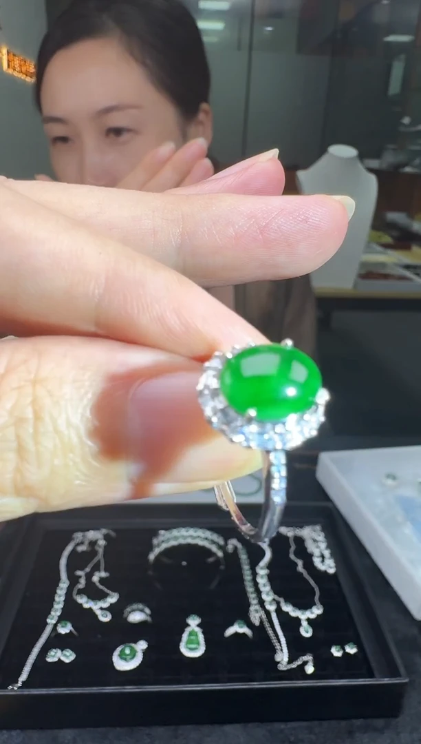 未镶嵌戒指翡翠天然翡翠A货满绿气质戒指
