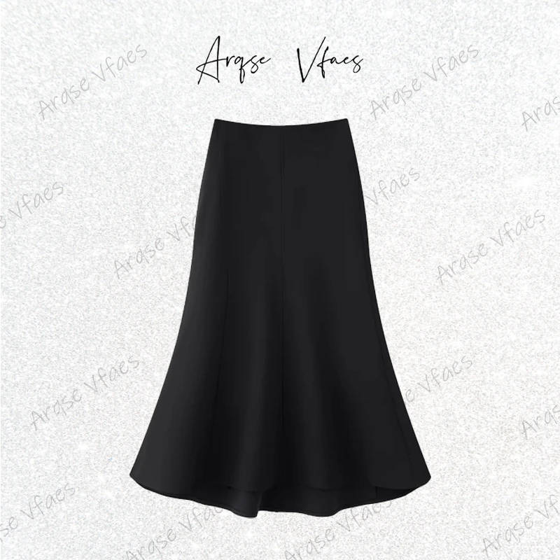[ARQSEVFAES正品]—2025夏季中长款半身裙黑色鱼尾裙女50213515