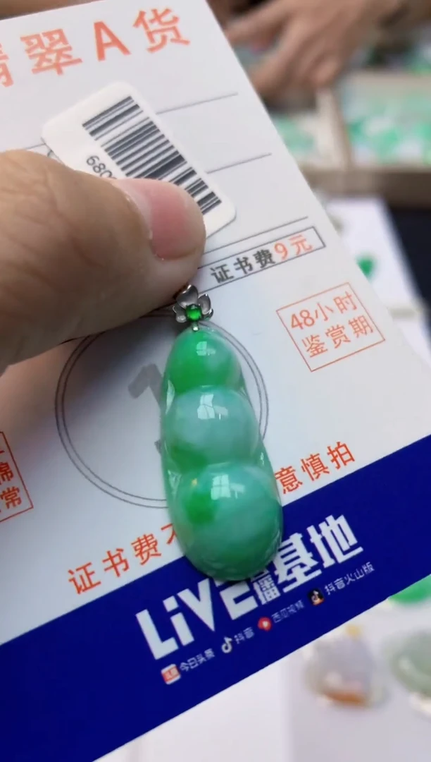 颈饰18K金镶嵌翡翠天然A货翡翠百元以上9元证书费自理