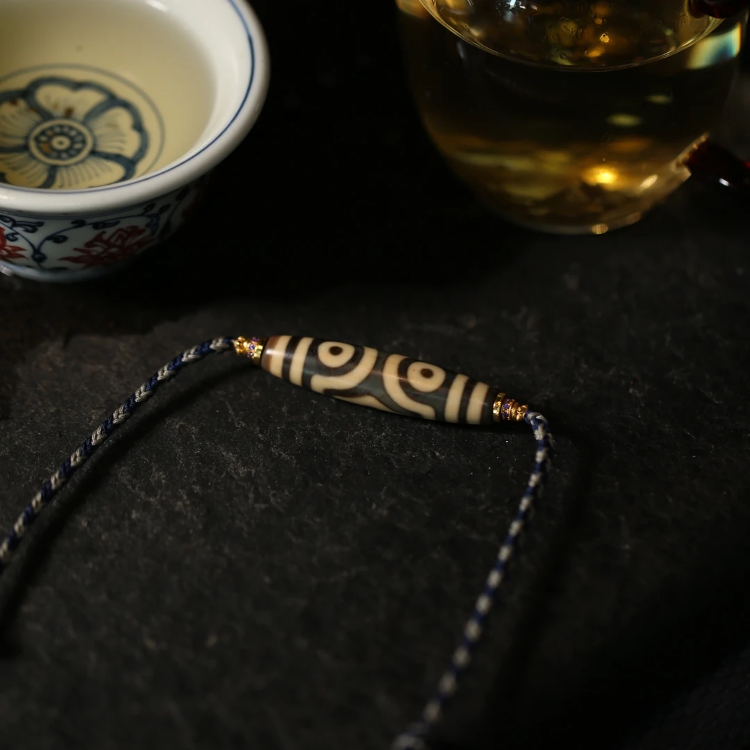 满蓝沁宝盖三眼 从没见过如此之蓝 原创孤品手工玛瑙项链