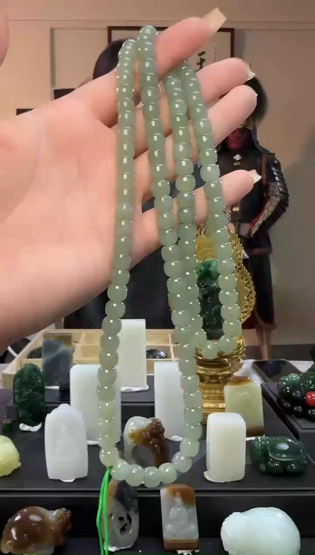 和田玉未镶嵌颈饰且末蓝老型长链