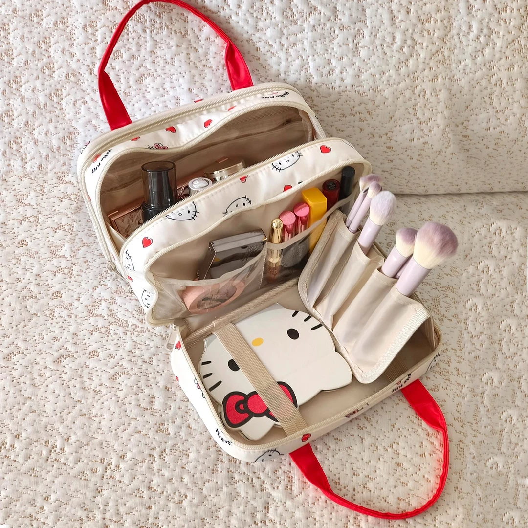 卡通kt猫分区手提化妆包2025新款大容量便携式旅行洗漱包收纳袋TJ