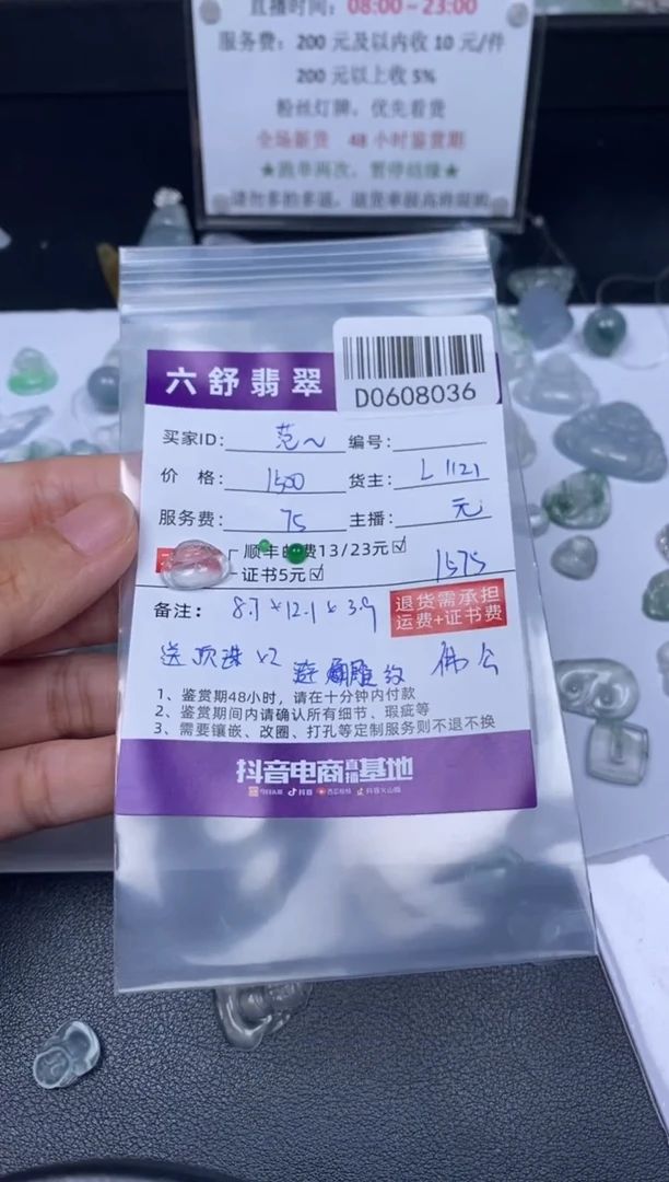 翡翠未镶嵌吊坠(不含链)D0608036