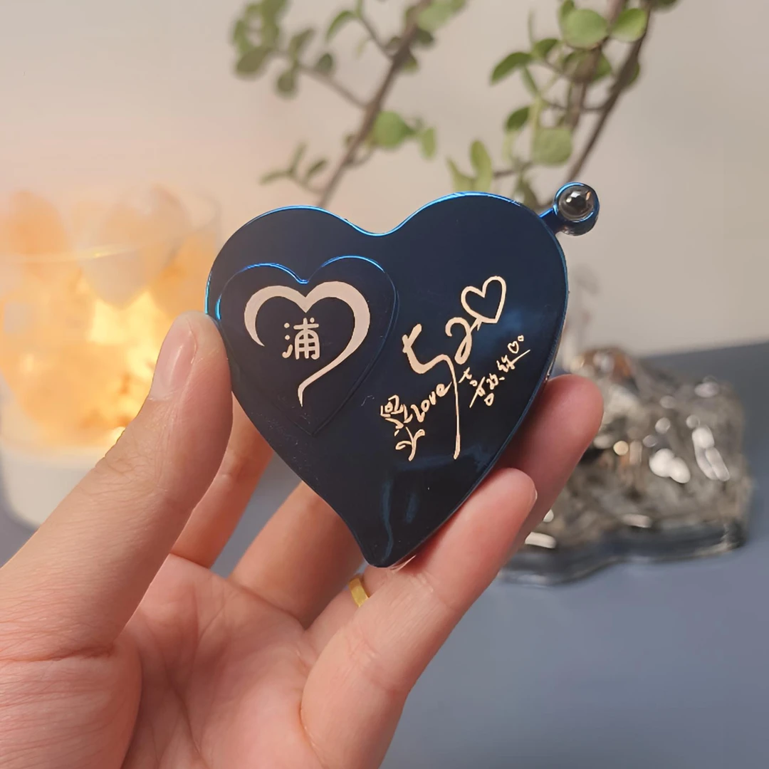 爱心打火机情侣100种情话情话透镜打火机气电双火情人节520礼物