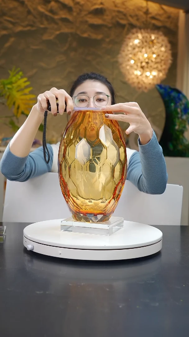 手工艺品琉璃琥珀金切面花器