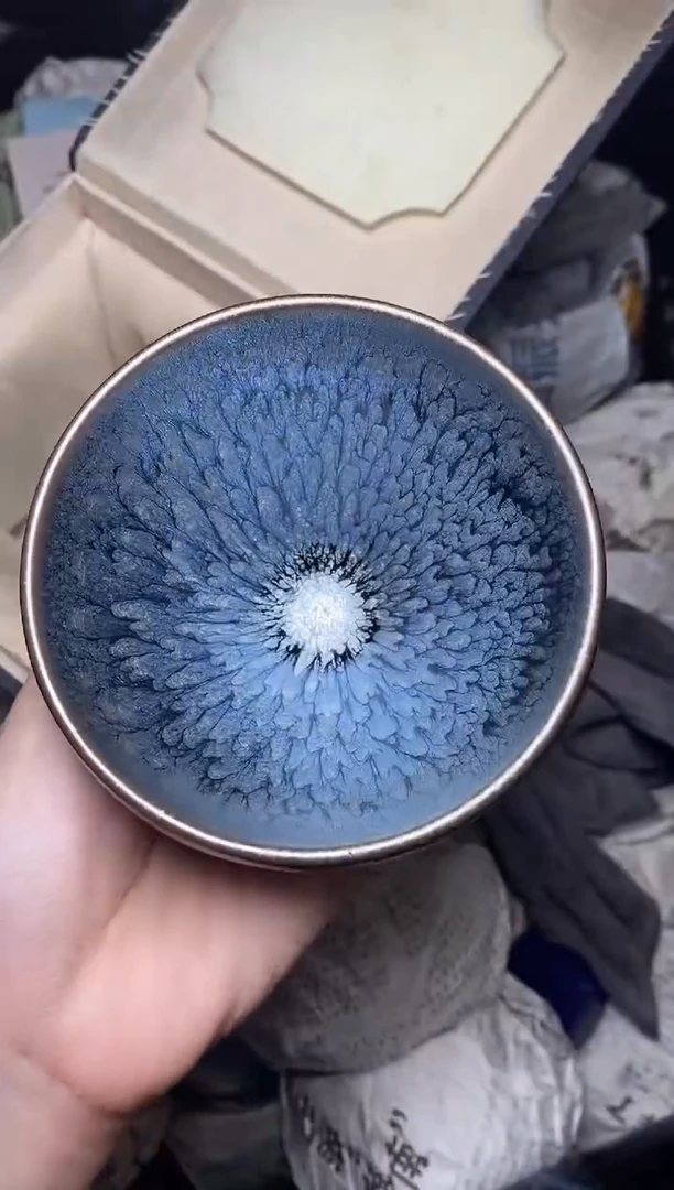 茶盏银蓝百花 盏三疯建盏茶器