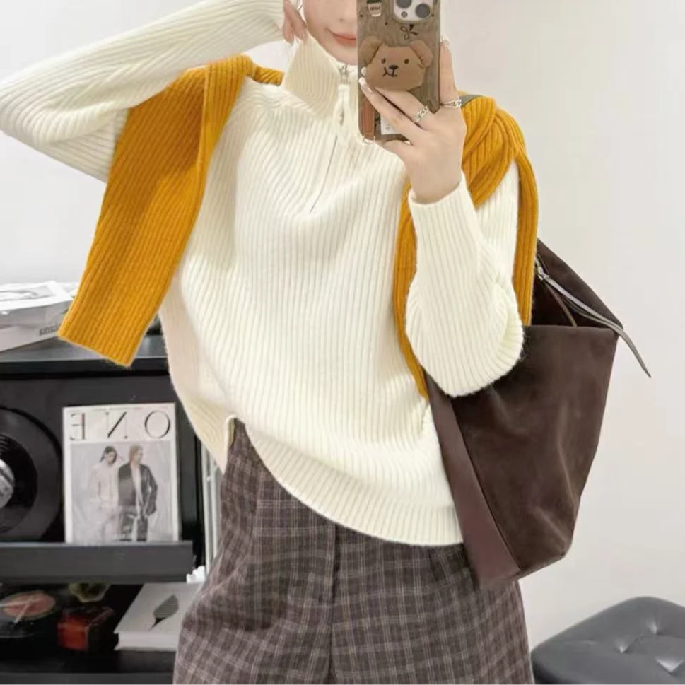 韩系M1458奶白高级感时尚针织衫