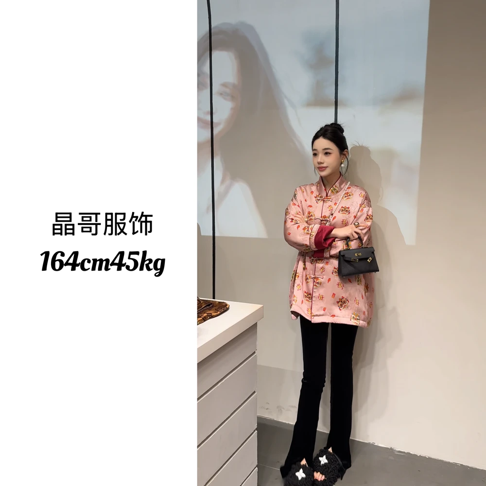 1现货【发财醒狮】新中式休闲百搭人丝香云纱国风上衣棉外套