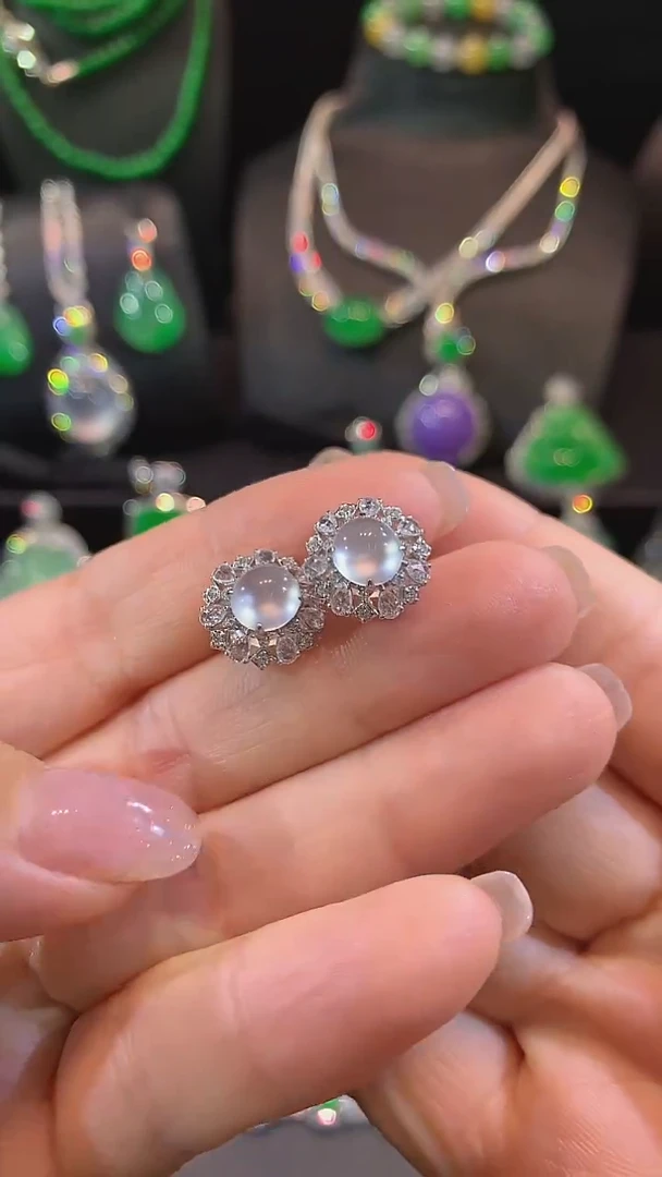 翡翠18K金镶嵌耳饰耳饰