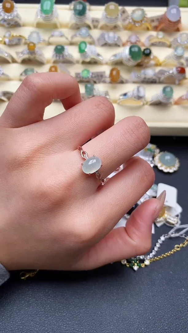 【闪购商品】翡翠戒指银S925镶嵌2222222+6