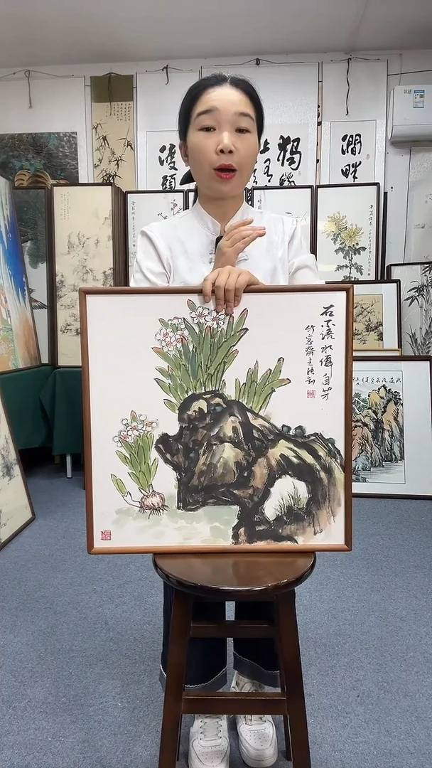 国画52*52实木画框京东包邮手绘