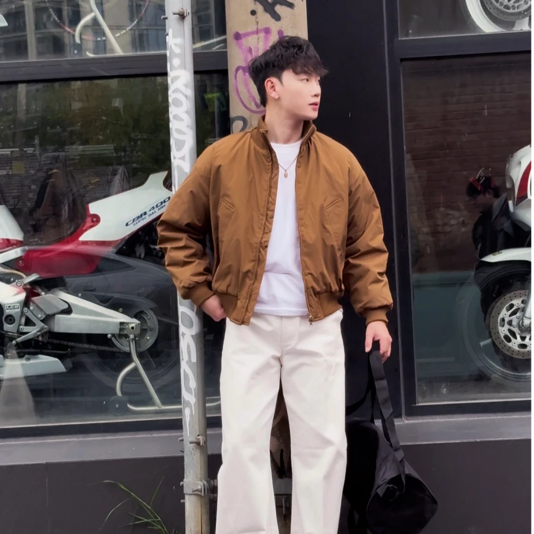 【Apiao】2025秋冬美式复古飞行员夹克棉衣棉服男cleanfit高级感