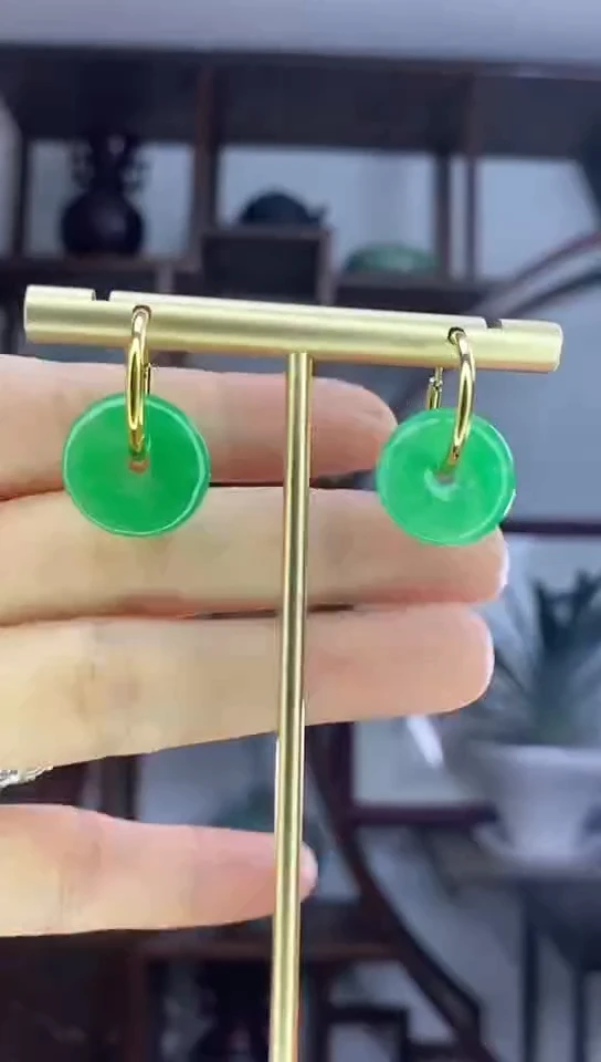 未镶嵌翡翠耳环E3平安扣耳环