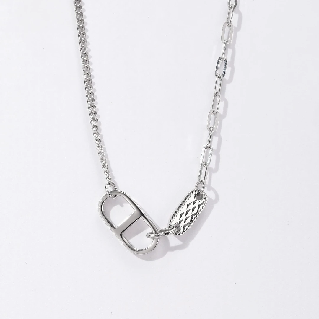 铂星珠宝Pt950ab链条日字猪鼻蜂巢车花方牌套链时尚铂金项链