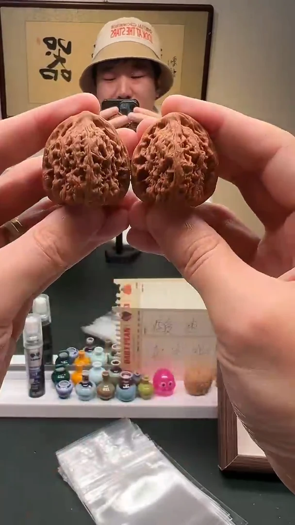 把件文玩核桃35.5mm+南疆石1对 7号