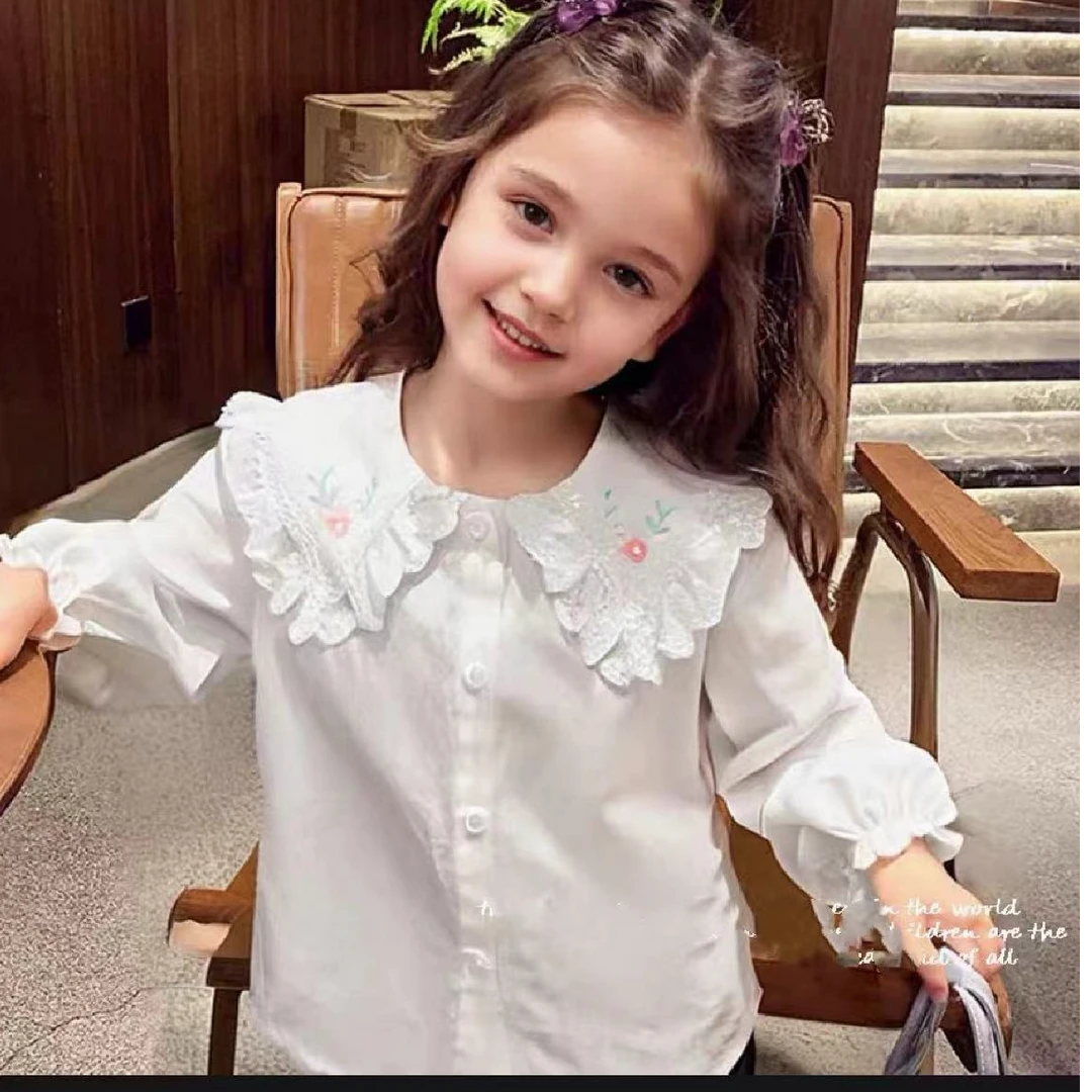 娃娃领刺绣女童衬衫391