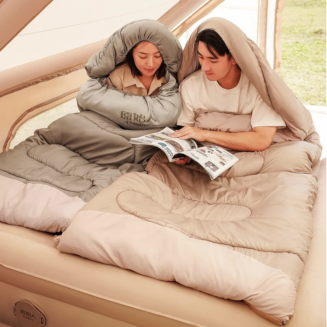 原始人车载睡袋户外露营冬季室内加厚防寒被子两用隔脏办公室午休