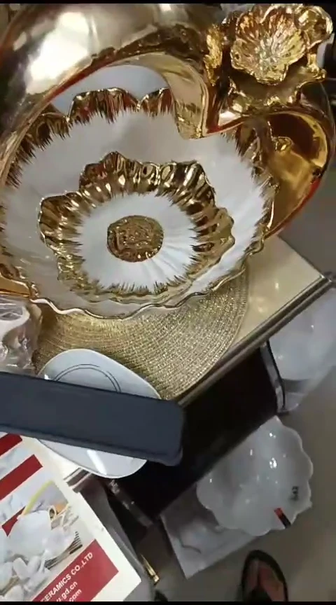 瓷花*姐038微瑕白金果篮摆件