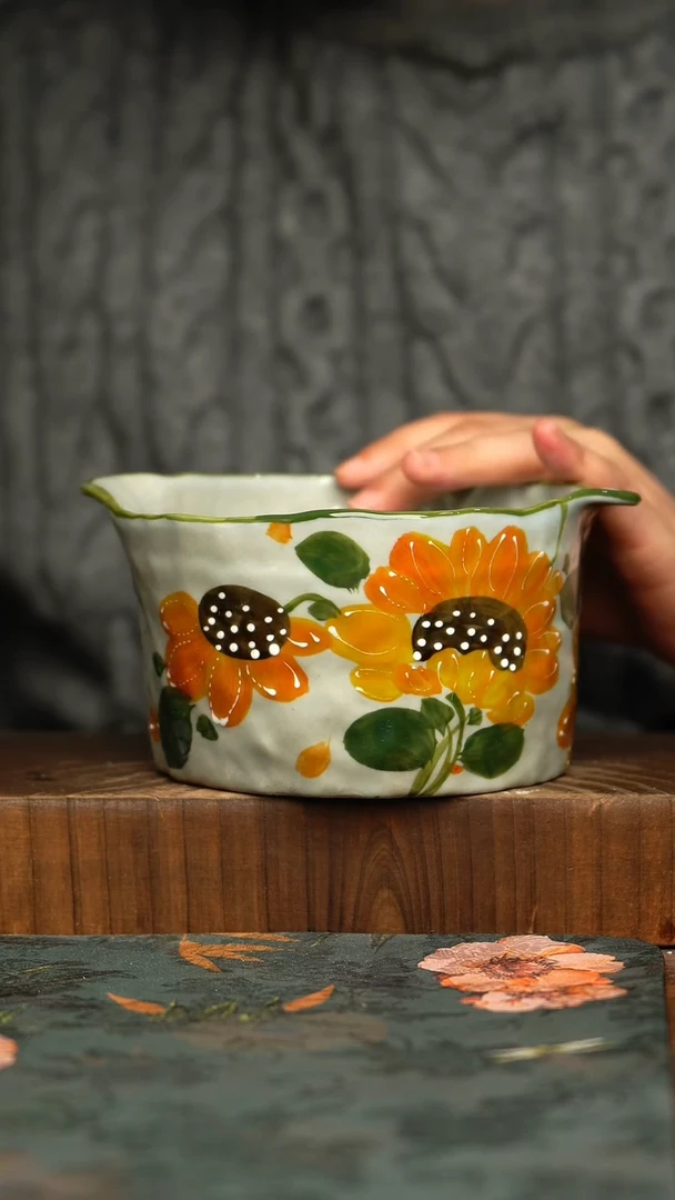 杯釉下彩手工手绘同款陶器