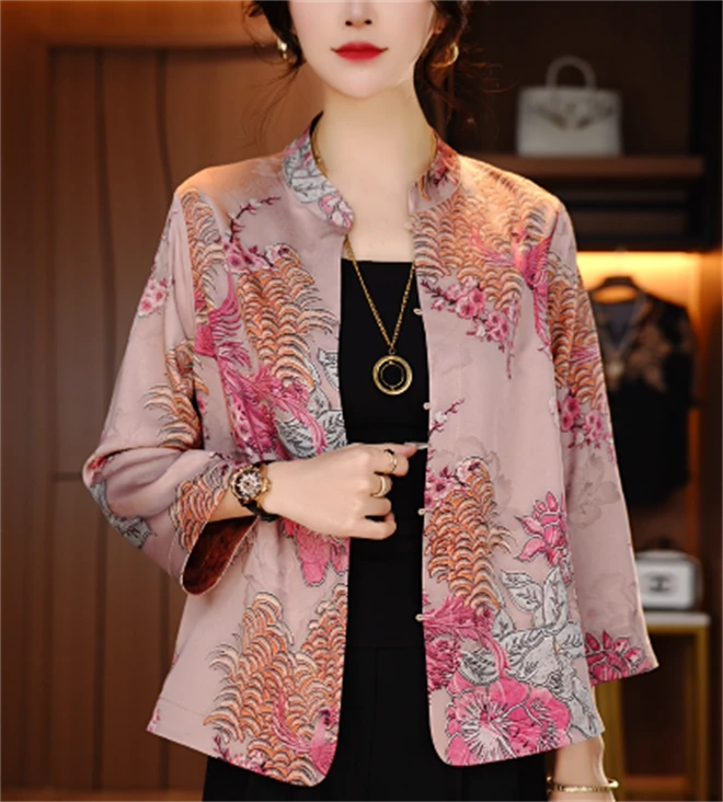 诺诗 春夏季新款洋气宽松显瘦优雅轻奢气质印花百搭上衣V25Q136