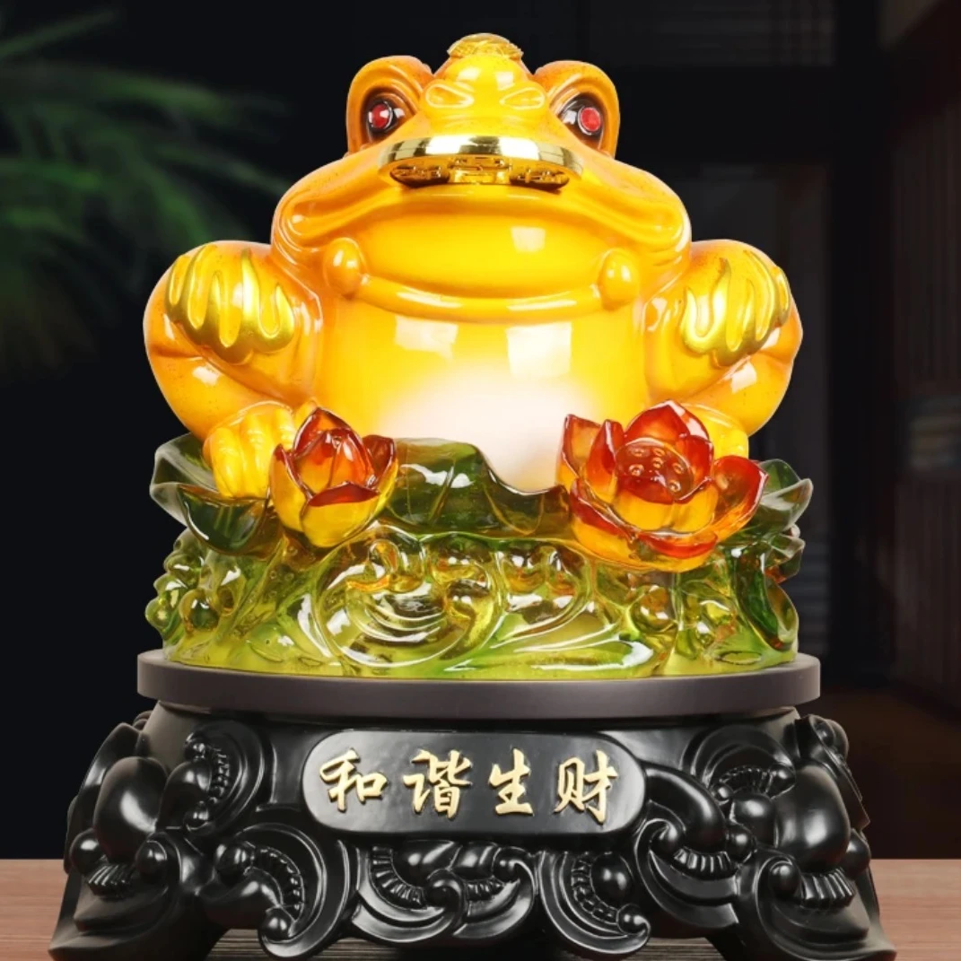 和谐生财金蟾摆件三足金蝉蟾蜍办公室店铺酒柜装饰品店铺开业礼品
