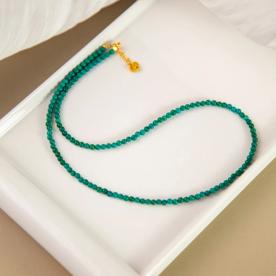 大喻家原创设计原矿绿松石项链绿色复古