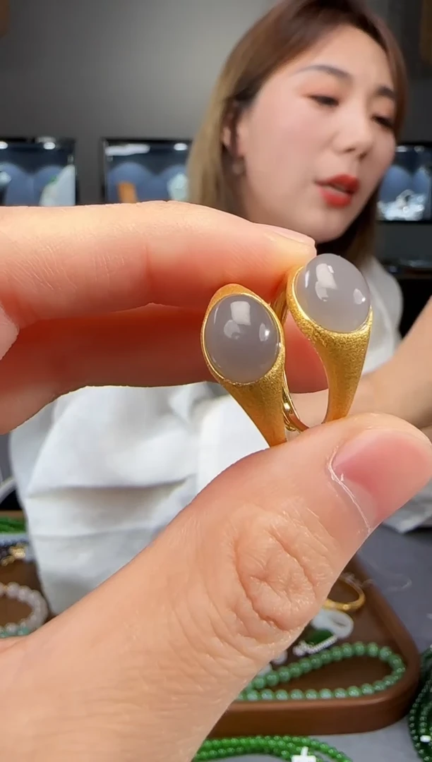 和田玉戒指银S925镶嵌发一个