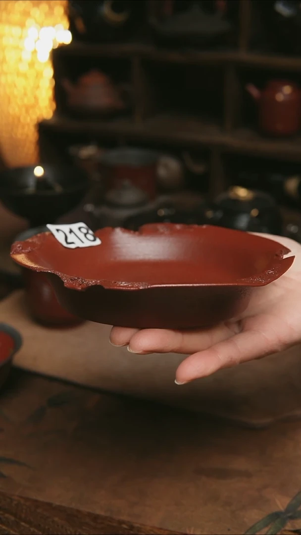 218号紫砂全手工红色壶承