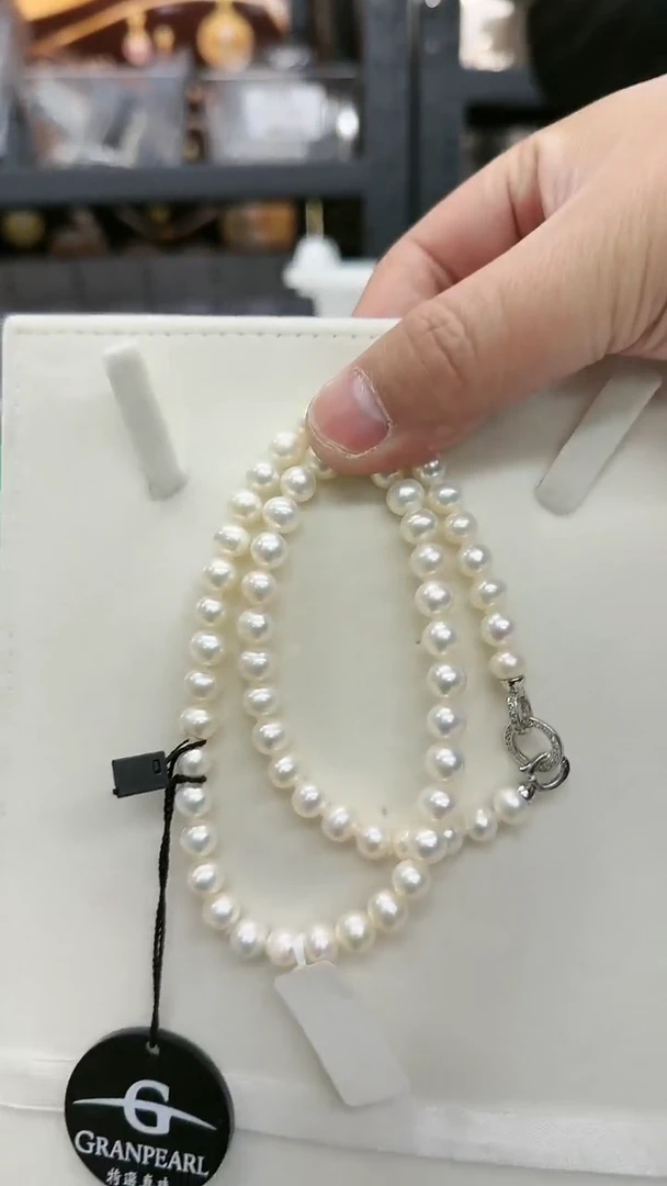 【闪购商品】淡水珍珠项链银S925镶嵌7-8mm