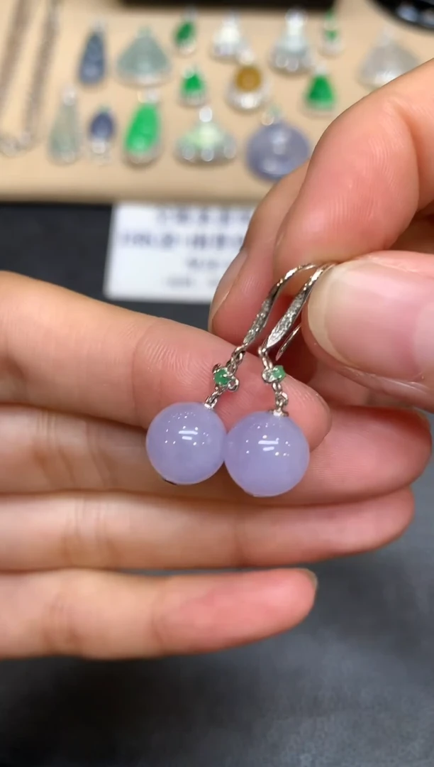 18K金镶嵌翡翠耳饰珠子【无服务费【24小时鉴赏期】