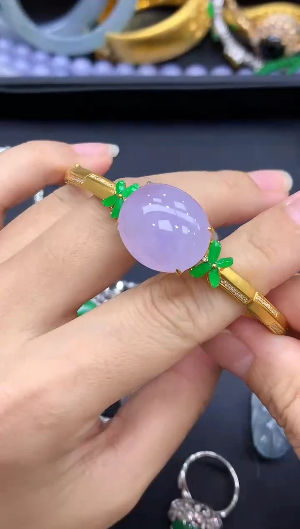 18K金镶嵌手镯翡翠804-中国好珍宝