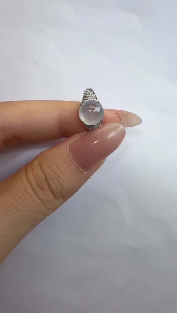 银S925镶嵌戒指翡翠通体925银镶缅甸A货翡翠戒指