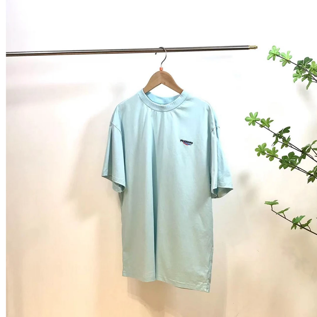 2-371-夏季简约纯色字母刺绣短袖T恤