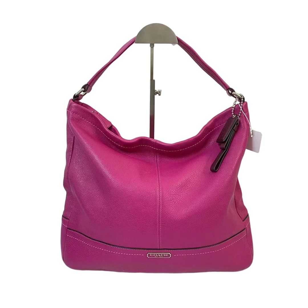 95新 COACH/蔻驰 玫红色全皮手提单肩包   Y-50425-