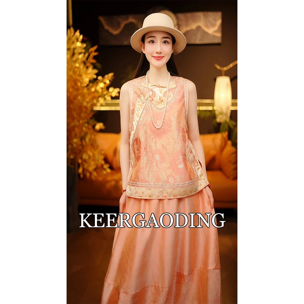 【可儿•高定】高端新中式国风设计师款桑蚕丝流光绸马甲3-J6545